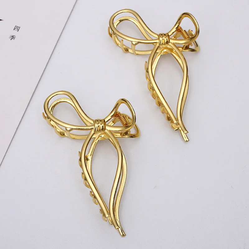 10 штук Золото / Серебро покрытие Бант Заколка Мода Женщина на задней части головы Клип Прическа с Прическа Пони.