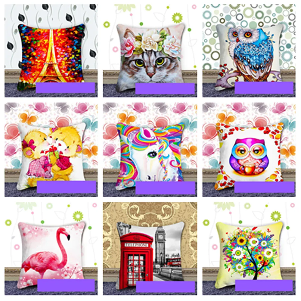 

New 5D DIY Full Drill Diamond Painting Pillow Case Set Home Decoration Gift Cartoon Animals Pillow Case Drilling Pillow Cover