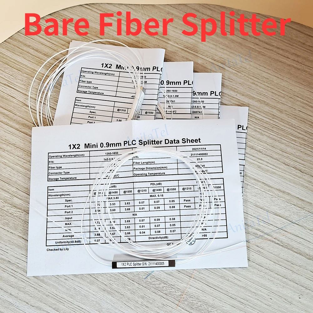 10 шт. неизолированный волоконный сплиттер 1x2 1x4 1x8 1x16 Mini блокирующий волоконный оптический ПЛК сплиттер без соединительного кабеля 0,9 мм 2,4 порта