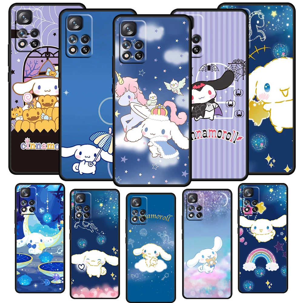 

Cartoon Cinnamoroll Sanrio Case For Xiaomi Redmi Note 11E 11S 11 11T 10 10S 9 9T 9S 8 8T Pro Plus 5G Soft TPU Black Phone Cover