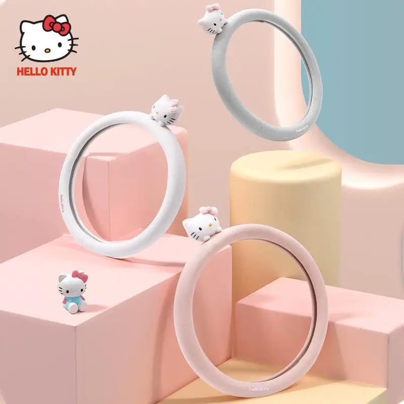 

Чехол на руль Kawaii Hello Kitty мультяшный женский нескользящий поглощающий пот ультратонкий всесезонный универсальный чехол для автомобиля