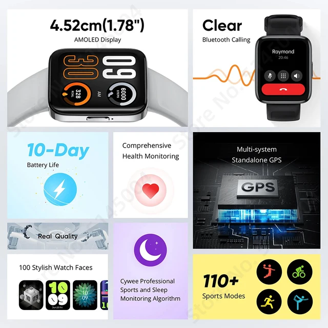 Global Version Realme Watch 3 Pro Smart Watch 1.78'' AMOLED Display Blood Oxygen Heart Rate Monitoring GPS Bluetooth SmartWatch 5