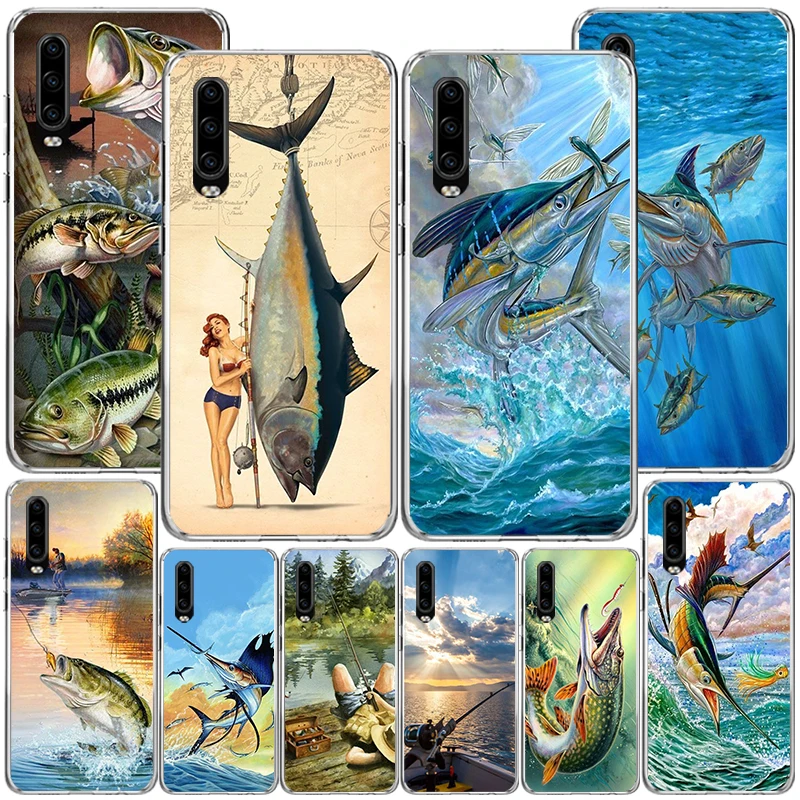 Offshore Angling Fishing Fish Rod Phone Case For Huawei P40 P30 P20 P10 Lite Mate 20 10 Pro P Smart Z Y5 Y6 Y7 Y9 Personalized