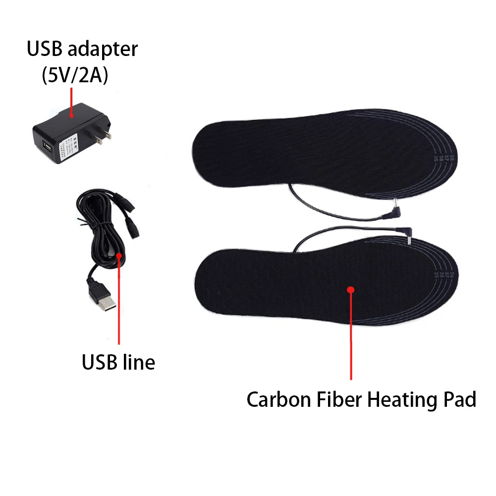 

Dirt Proof Electric Heated Men Women Cuttable Insoles Foot Warmer Washable Carbon Fiber Comfort USB Shoe Pad Winter Reusable