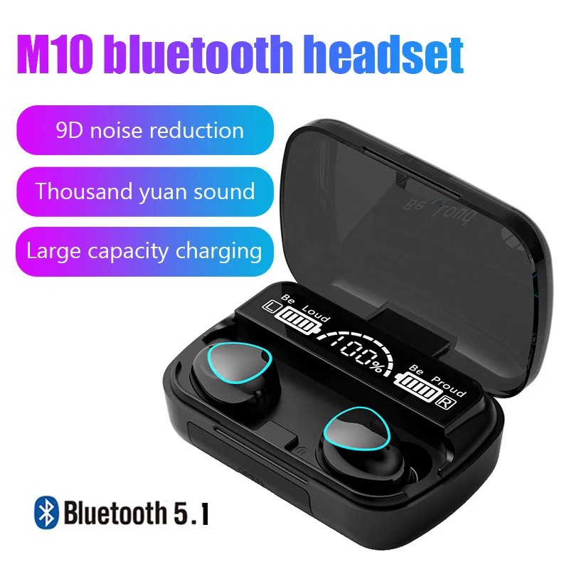 

M10 TWS Bluetooth Headphones 3500mAh Charging Box Wireless Earphones with Microphone 9D Stereo Sports Waterproof Earbuds Headset