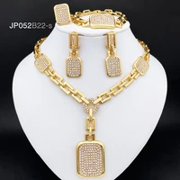 gold plated fine jewelry set african women pendant necklace square earrings big bracelet for wedding party free shipping