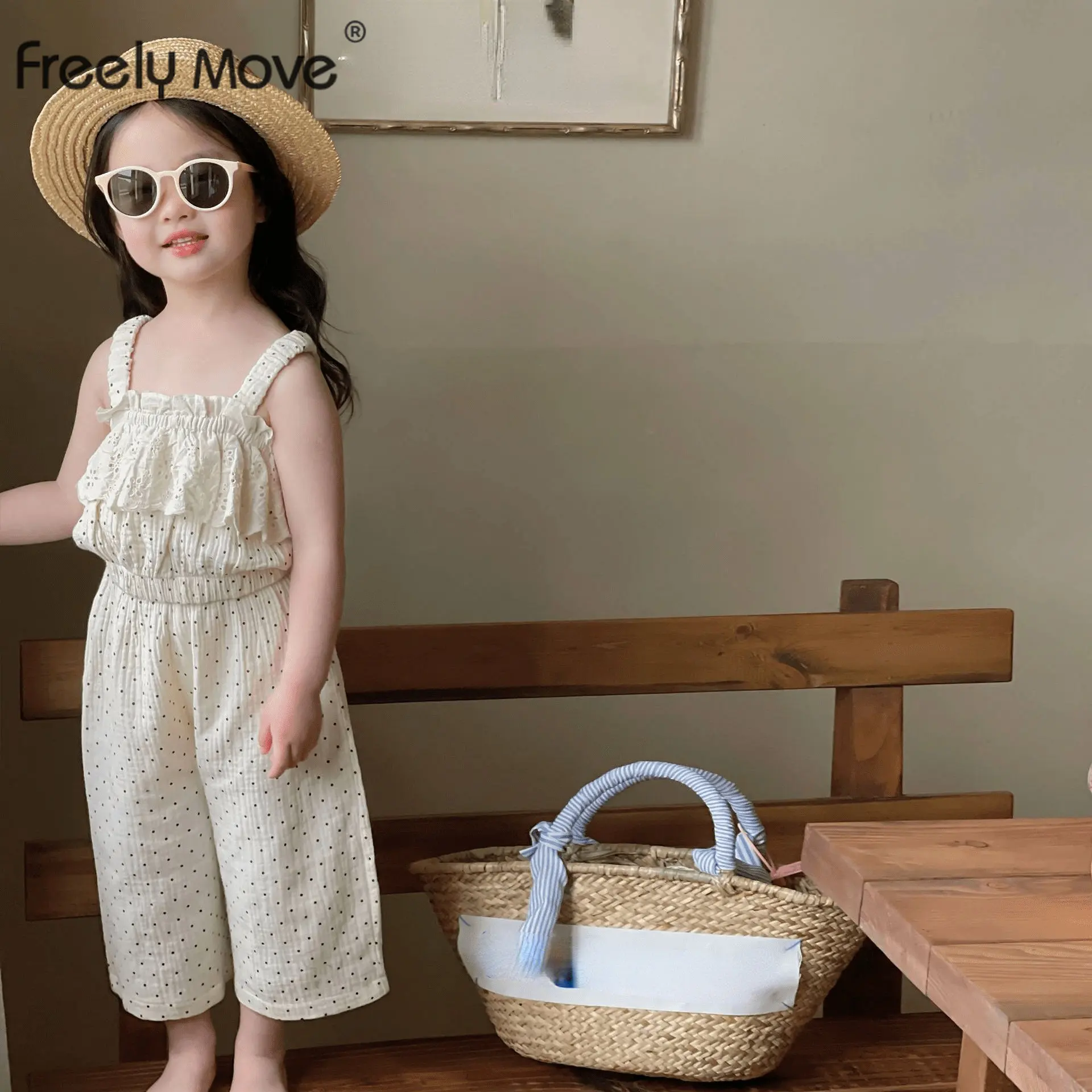 

2023 Baby Clothes Set Summer Sweet Dot Sleeveless Tops Pants for Girls Set Toddlers 2 Pieces Kids Baby Outifs Clothing