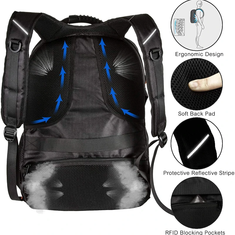 OPACK 18.4 Laptop Backpack Extra Large Backpack TSA Friendly Durable Travel Backpack , Anti theft & Secure, Water-Resistant Big