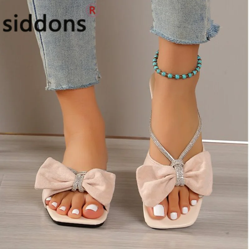 Summer new women's sandals bow non-slip home shoes light slippers 2023