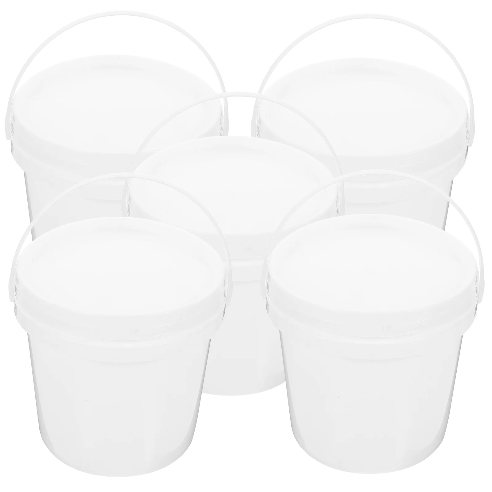 

5pcs Plastic Bucket with Lid Farm Multipurpose Bucket Portable Plastic Water Buckets with Handle 2L Gallon
