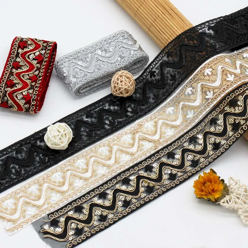 30 ярдов ретро этническая 5 см блестки гипюровая кружевная лента ручной работы