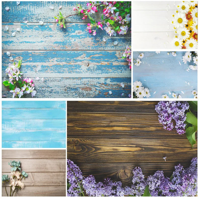 

Vinyl Custom Photography Backdrops Props Flower Wooden floor Photo Studio Background 21922 ZLDT-20