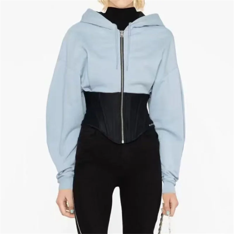 

y2k zip up hoodie 2023 Autumn fishbone waist slim women's Hoodie Korean Fashion Cotton Women's Coat Long sleeved top Sweatshirt