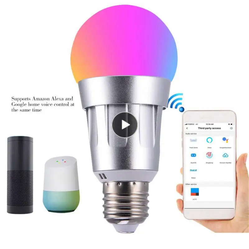 

7W WiFi Smart Bulb E27 B22 E14 Alexa Voice Control RGB Colorful Smart WiFi Light Bulb Work With Alexa Google Wake Up Light New