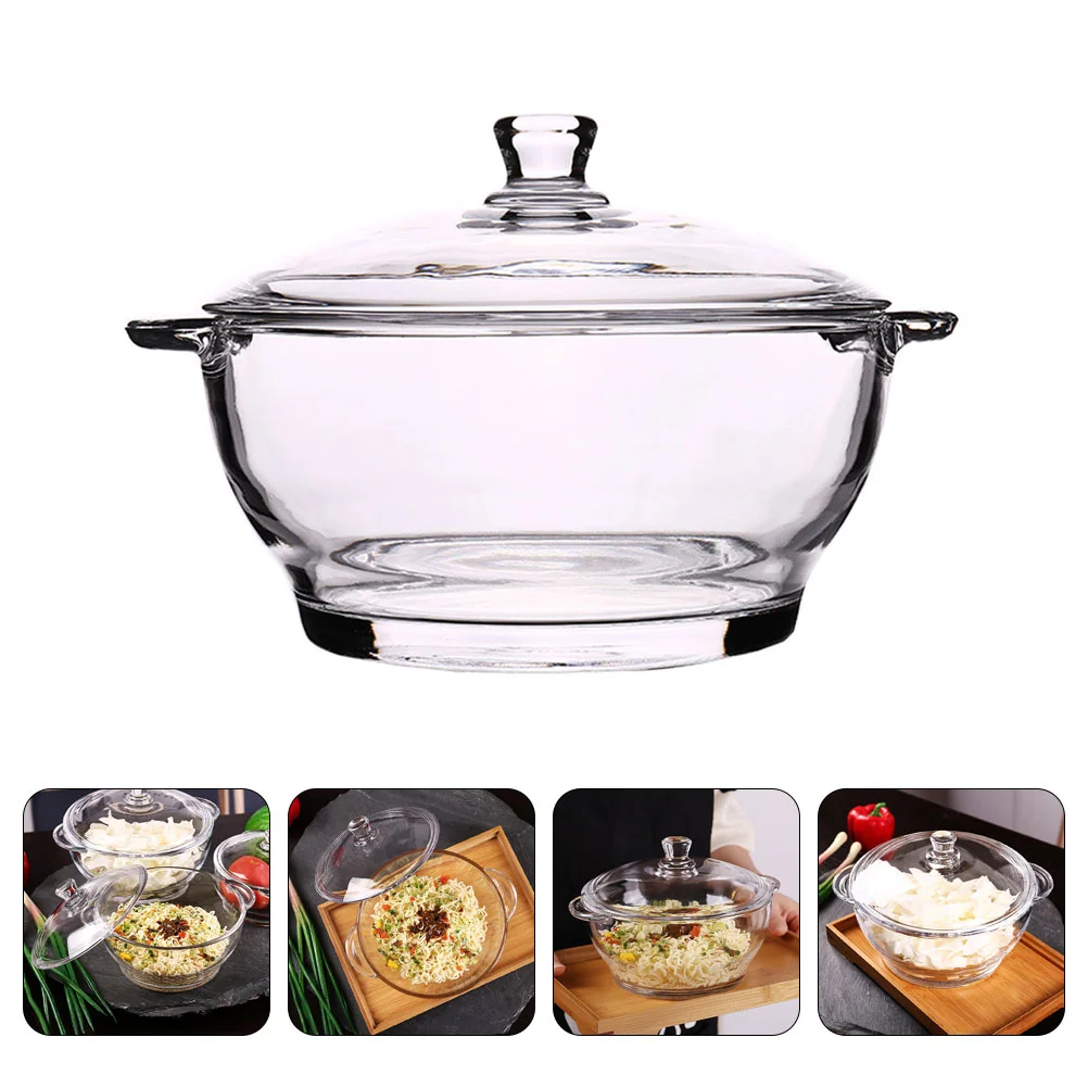 

1pc Tempered Glass Bowl Heat-resistant Durable Microwave Oven Bowl Glassware for Home Kitchen