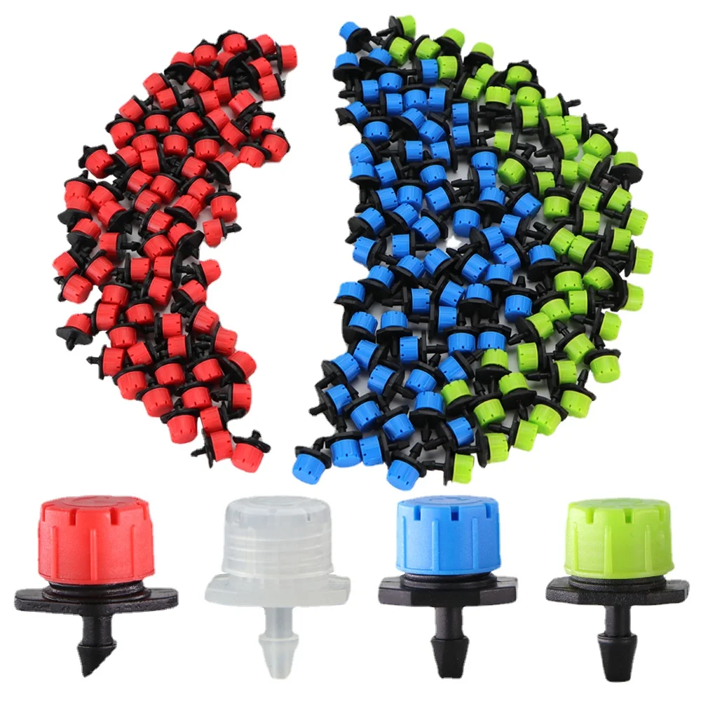 

50-800PCS Garden Adjustable Nozzles Drip Irrigation Watering Sprinkler 1/4'' Anti-Clogging Dripper Emitter Flower Beds Vegetable