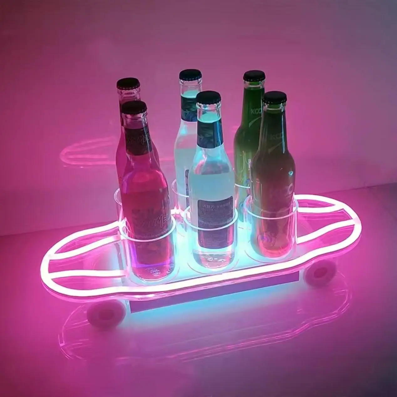 Роскошная подсветка неоновая фотография скейтборд бутылка для презентаций