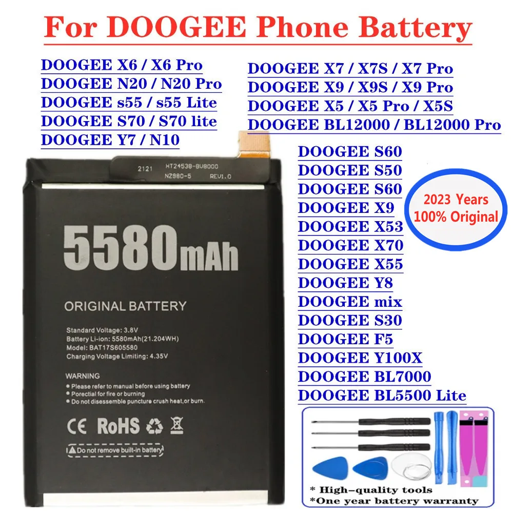 New Original Battery For DOOGEE S50 S60 X55 mix F5 BL7000 N20 BL12000 Pro BL5500 s55 S70 lite X53 X70 X5S X7S X9 S X5 X6 X7 Pro