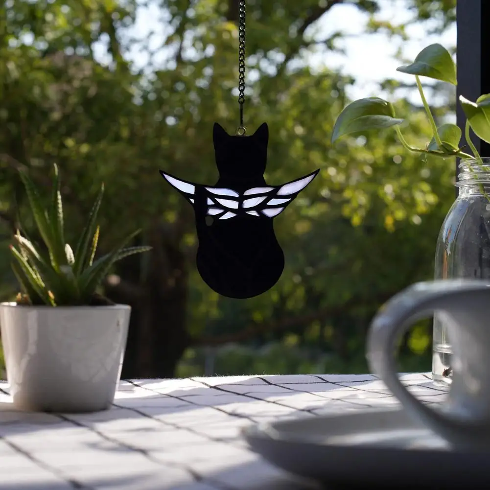 

Eye-catching Acrylic Car Pendant Creative Shape Lightweight 6 Styles Angel Cat Pendant Car Accessories