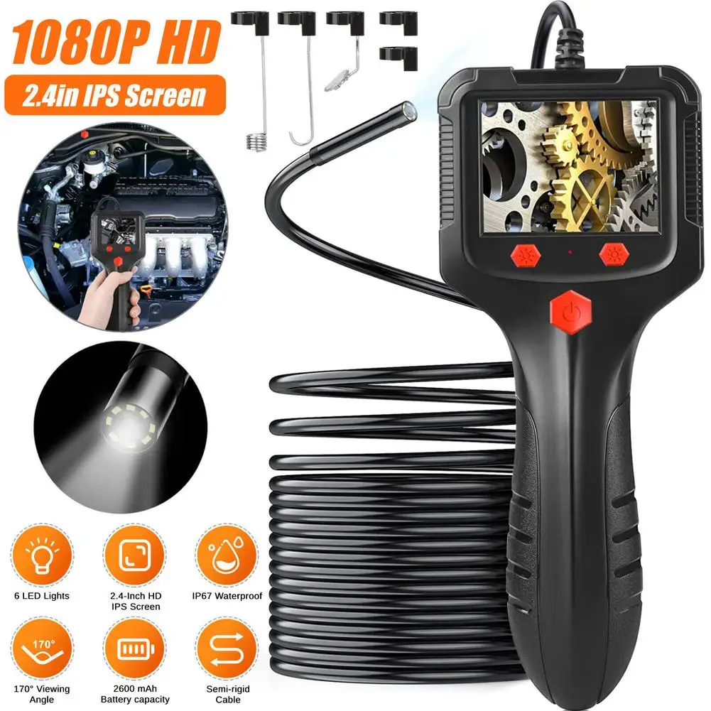 

1080P Hd Endoscope Camera Portable Car Pipe Endoscope With Screen 8mm Lens Handheld Industrial Peepscope Detector Front 2m