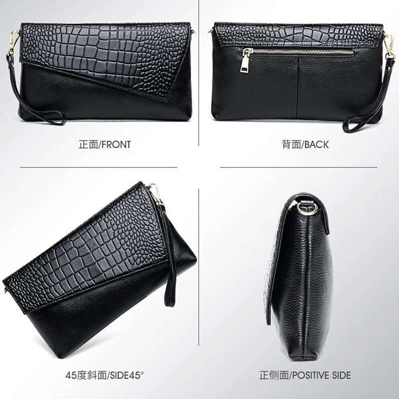 Модная женская сумка-клатч из кожи мягкая вместительная дамская сумочка