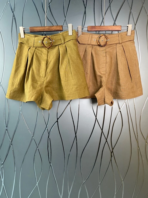 

2022 new women fashion loose belt slim wide leg pants shorts high waist casual pants 621