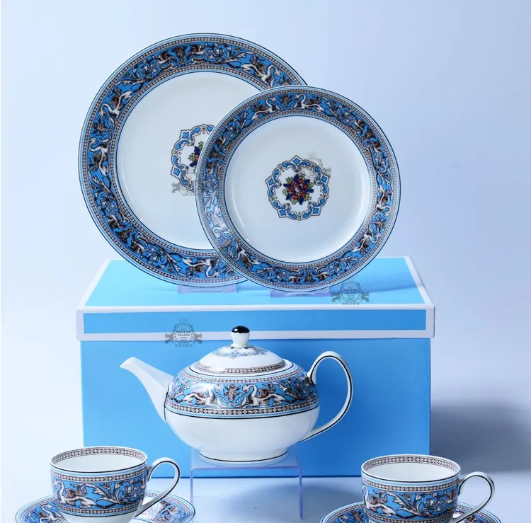 Европейский кофейный сервиз из костяного фарфора чайный шелковая дорога