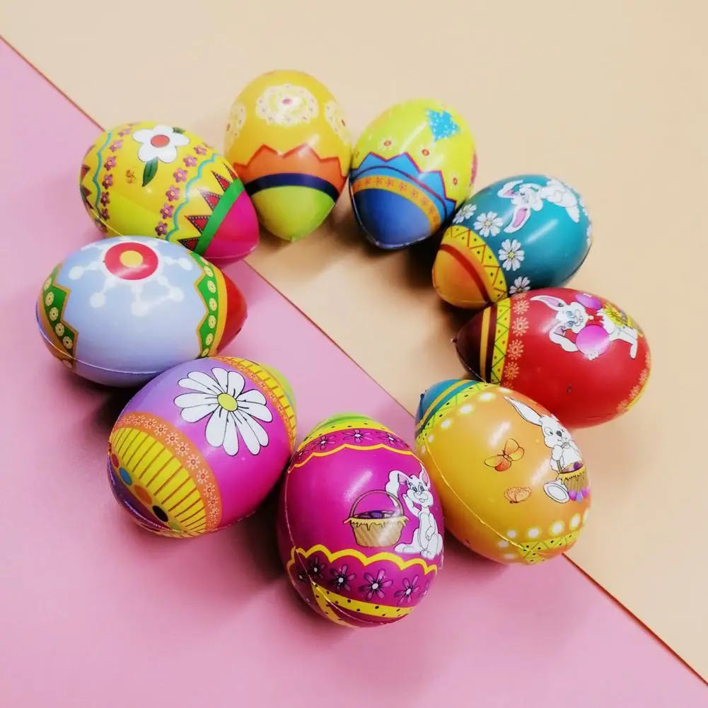 

9Pcs Innovative Faux Leather Practical Interesting Stress Relief Easter Egg for Kids Artificial Egg Toy Printed Egg Toy