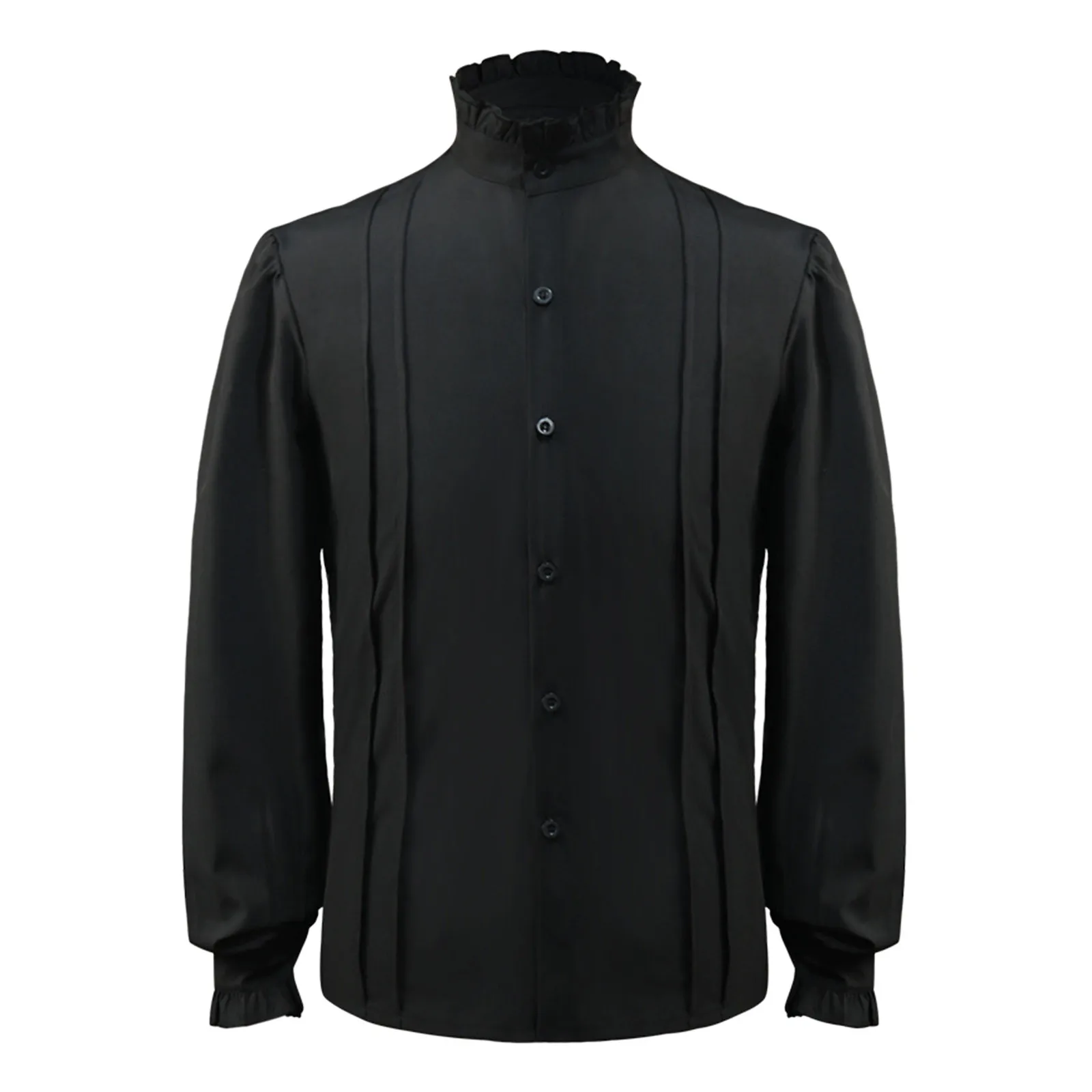 

Cuffed Short Sleeve Shirt Men Male Gothic Vintage Court Shirt Stand Collar Hem Lace Collar Mens A Shirt T Shirts for Men Pack