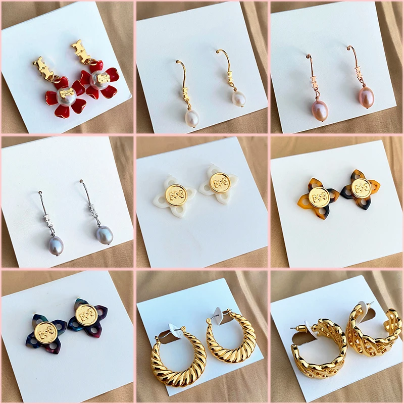 

Vintage Gold Pearl Earrings Women Girls Simple Metal Square Round Fashion Jewelry Free Shipping