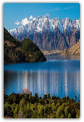

Metal Sign Lake Wakatipu and The Southern Alps Otago New Zealand Modern Wall Art
