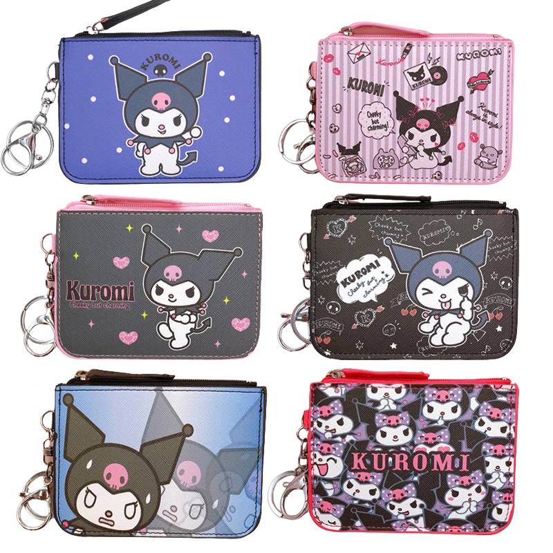 

Kawaii Kuromi Coin Purse Wallet Certificate Cover Keychain Bag School Card Meal Cartoon Cover Cute Coin Purse Keychain Pendant