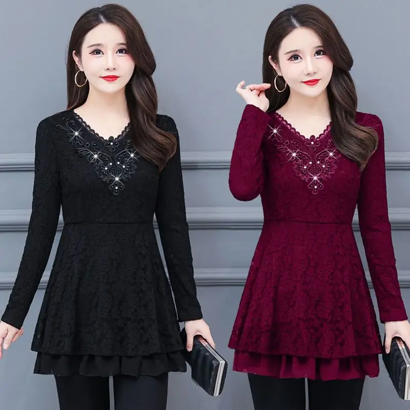 

2023 Spring Tunic Tops Hot Sales Women Long Sleeve Blouse Elegant Office Lady Patchwork Belly Design Peplum Top Blouses Q354