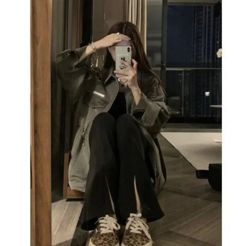 Модная весенне-осенняя джинсовая женская куртка свободного покроя