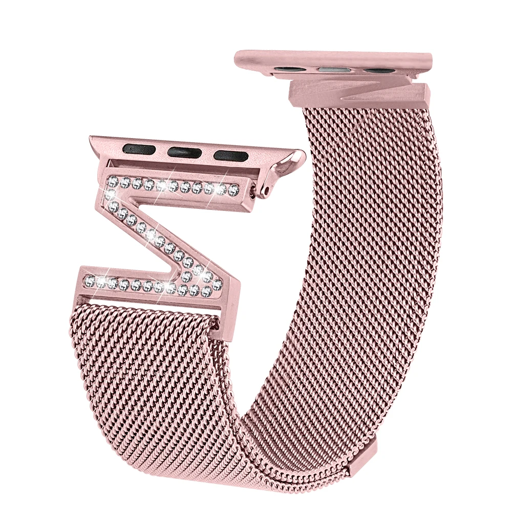 Diamond strap For Apple Watch band 45mm 41mm 38mm 42mm 40mm 44mm Milanese Loop Stainless Steel Bracelet iwatch series 7 6 SE 5 4