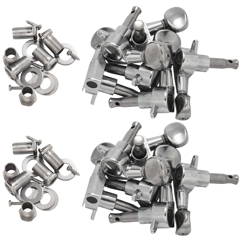

12X Fleur Tuning Pegs / Strings For Stratocaster / Tele / Acoustic Guitar 6L Silver