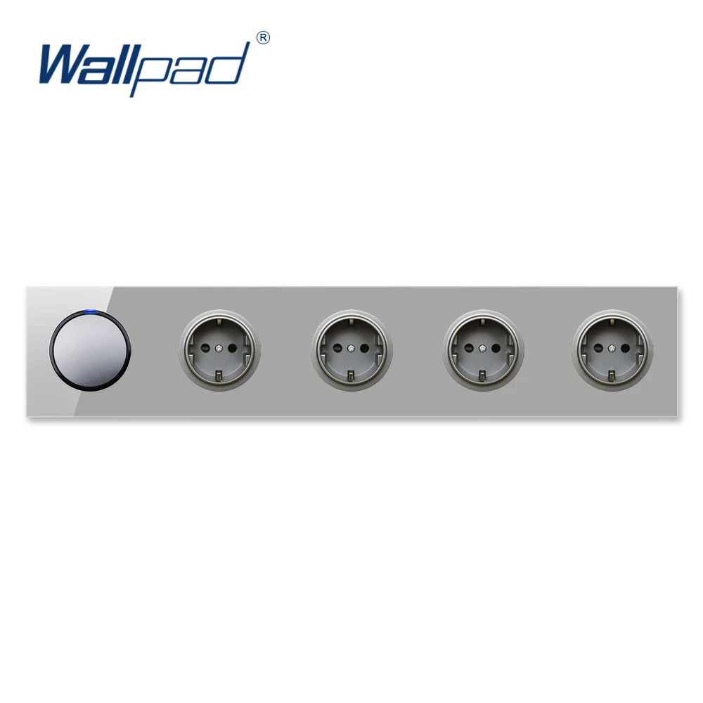 

Настенный высветильник ель света Wallpad Quintuple с серой стеклянной панелью, 430*86 мм, 1, 2, 3, 4 клавиши, 2 канала, светодиодный индикатор и Европейская ...