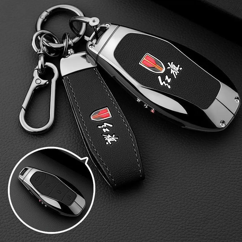 

Кожаный чехол для автомобильного ключа из цинкового сплава для FAW Hongqi H5 2024, защитный чехол для удаленного дистанционного управления, сумка, брелок-держатель, брелок, автоаксессуары
