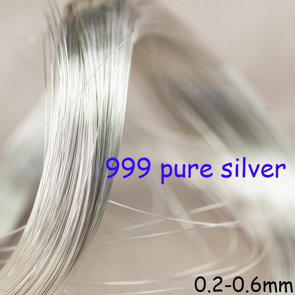 Alambre de plata S9999, accesorios hechos a mano, hilo de bobinado, Material de seda esterlina, 1 M, sólido puro, alambre de plata esterlina 999