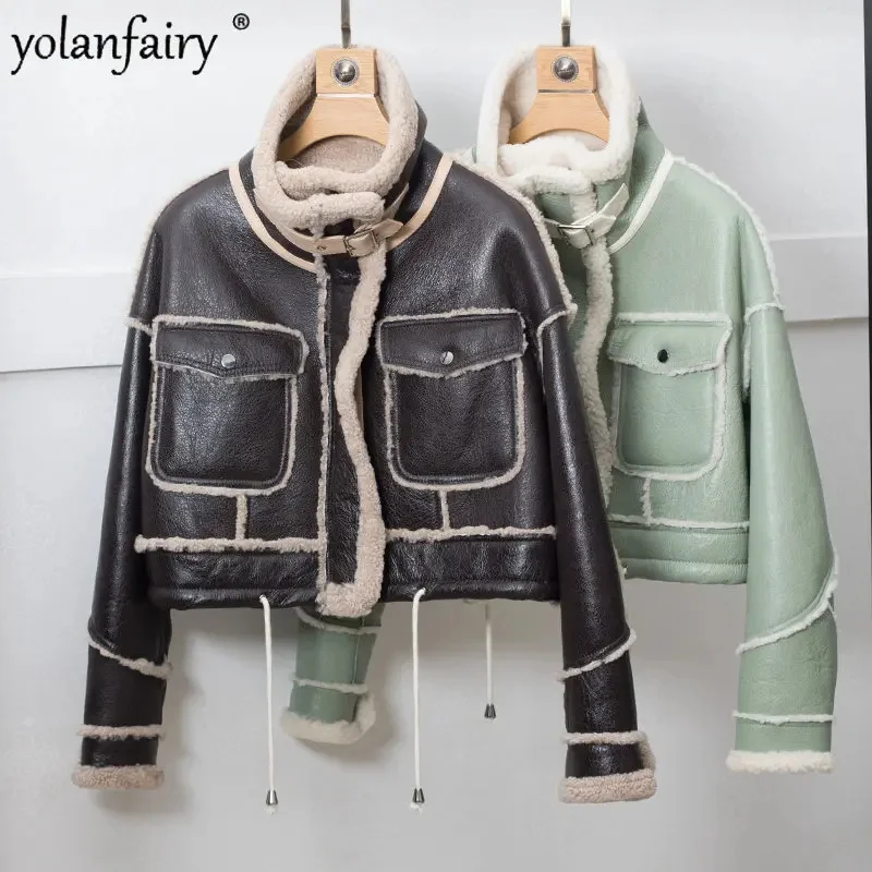 

Женская зимняя куртка из овечьей кожи, с натуральным мехом