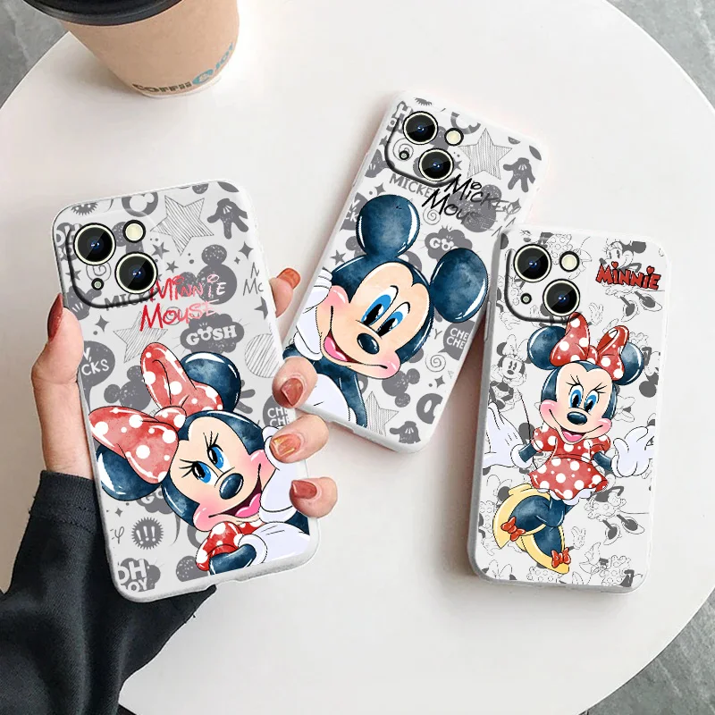 

Mickey Minnie Lovely For Samsung Galaxy S23 S22 S21 S20 FE Ultra Plus S10 Lite 5G Liquid Rope Phone Case