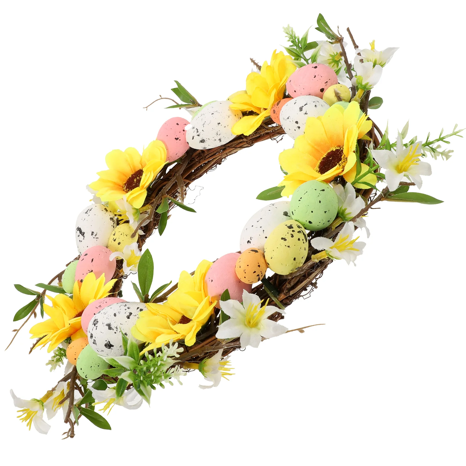 

Easter Wreath Door Egg Spring Decorations Front Wreaths Decor Garland Hanging Ornaments Floral Artificial Sunflower Eggs Twig