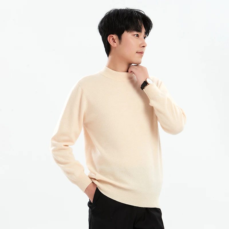 Мужской трикотажный пуловер средней плотности с длинным рукавом