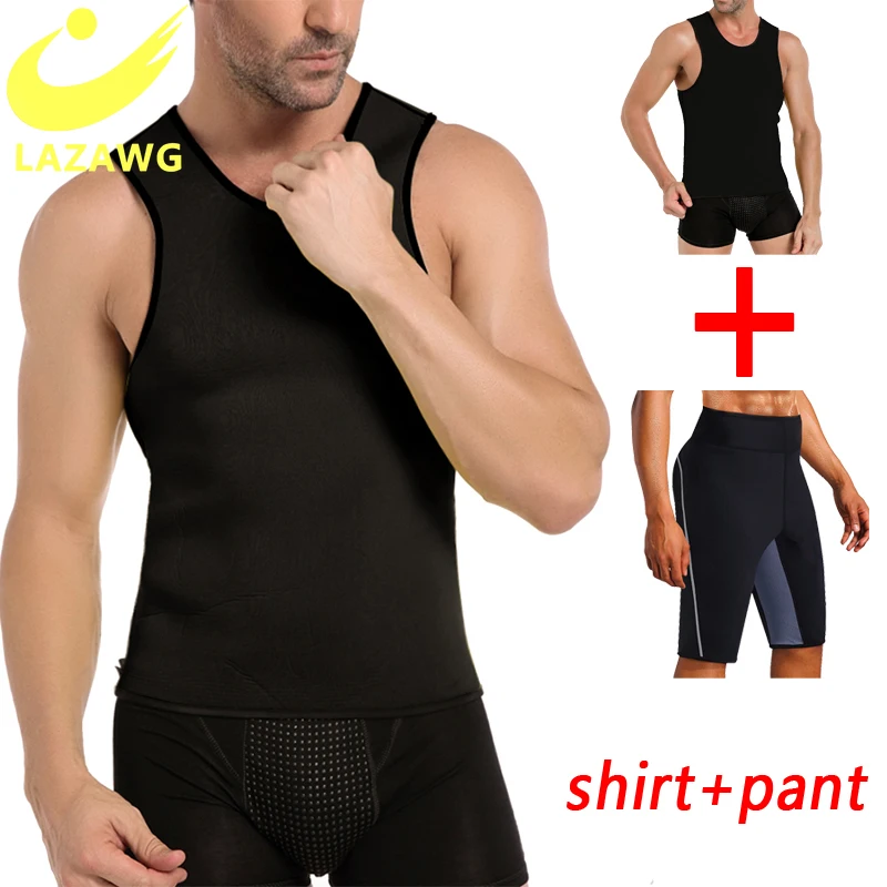 

LAZAWG Body Shaper Slimming Shirt Sauna Sweat Pant Neoprene Shapewear Waist Trainer Workout Sports Shorts Weight Loss Fat Burn