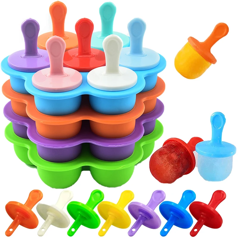 

7 Grid Silicone Ice Cream Mold with Lid Silicone Mold Ice Pop Cube Popsicle Barrel Mold DIY Mould Maker Tool Kitchen Gadget
