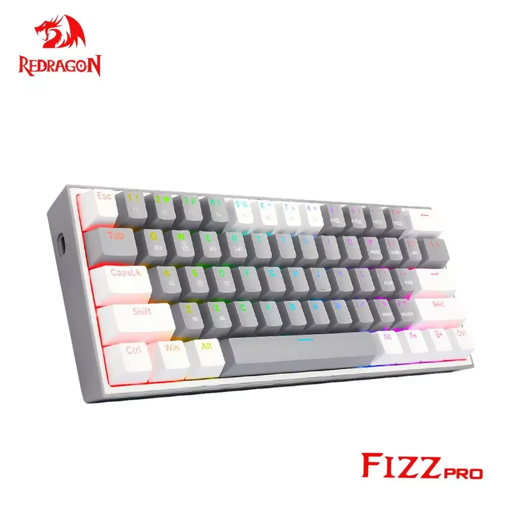 

REDRAGON Fizz Pro K616 RGB USB Support Bluetooth wireless USB 2.4G 3 mode Mechanical Gaming Keyboard Red Switch 61 Keys Compute