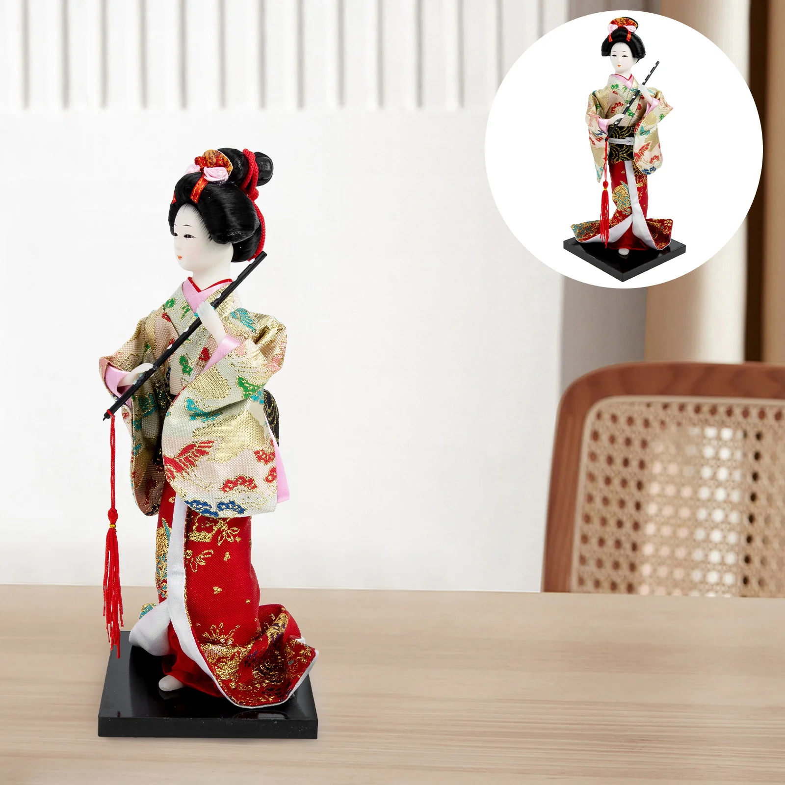 

Japanese Kokeshi Geisha Figurine Kimono Wooden Girl Wood Decor Girls Figurines Gifts Day Japan Set Toy Home Ornament Style