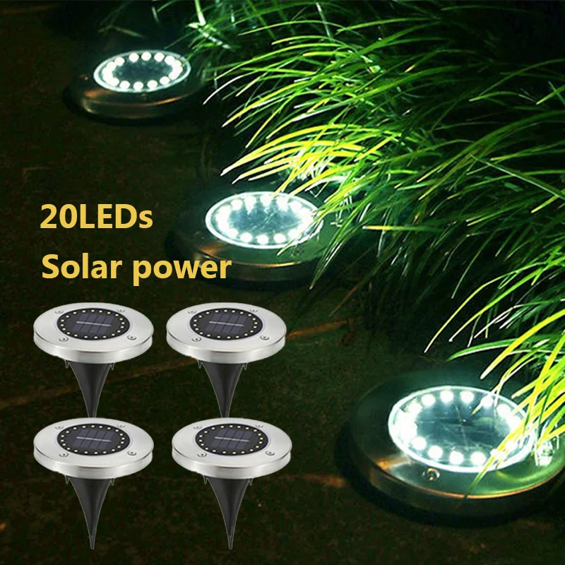 

Уличная Водонепроницаемая наземная лампа на солнечной батарее, 20 светодиодов, подземный светильник с датчиком освещения ландшафсветильни...