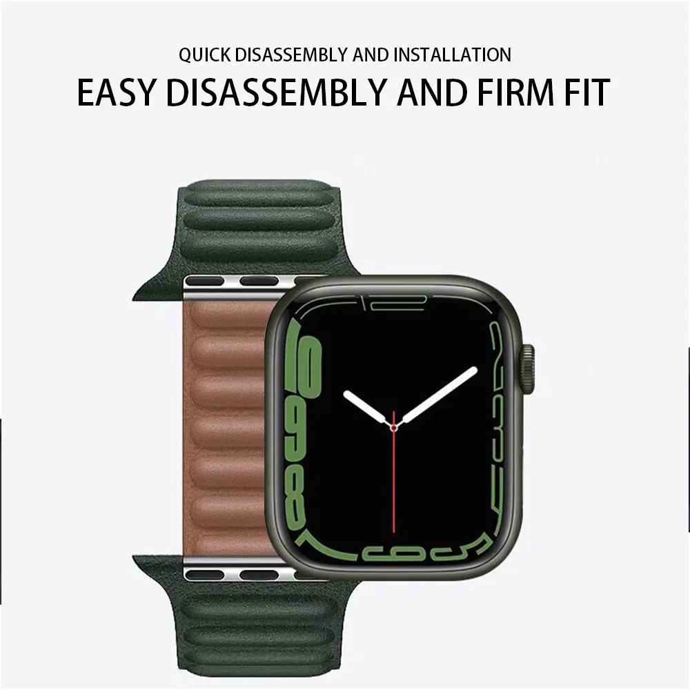 Leather Link For Apple Watch Band 45mm 41mm 44mm 40mm 49mm 42mm 38mm Magnetic Loop bracelet iWatch Ultra Series 8 3 SE 6 7 strap