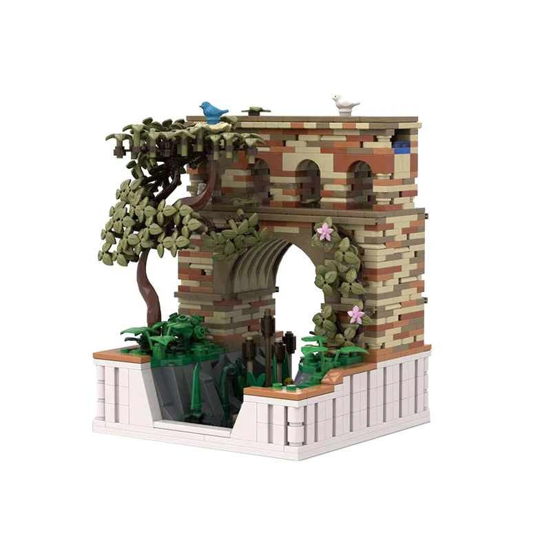

MOC Creative Medieval Castle Acueducto Architecture Street Views Bricks Building Blocks DIY Toys for children gifts
